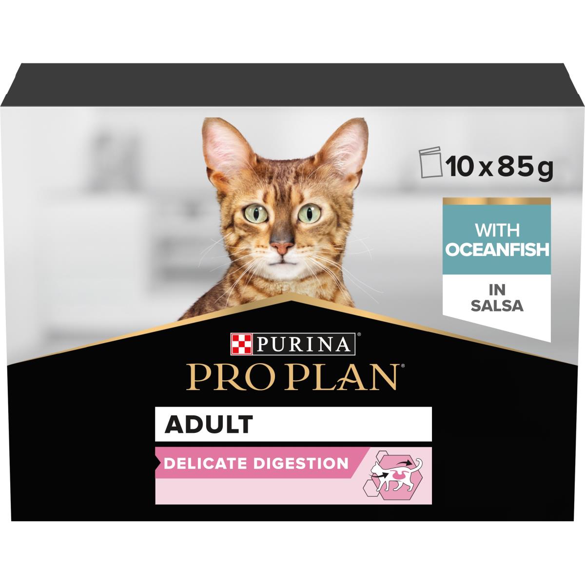PRO PLAN DELICATE WET CAT FOOD, OCEANFISH IN GRAVY,10X85G
