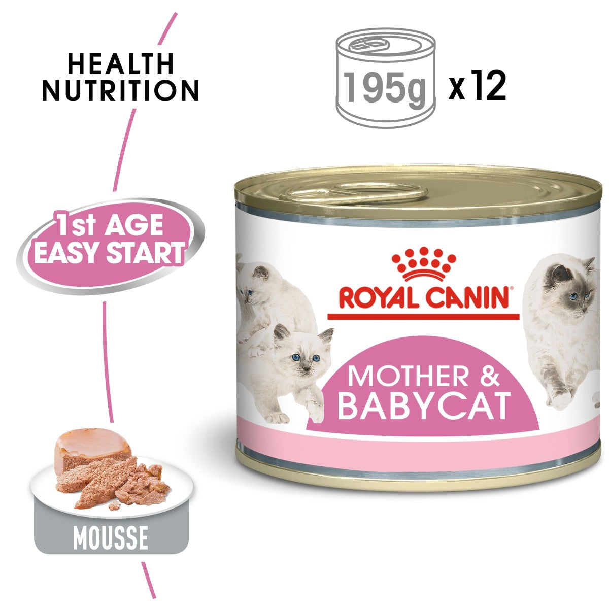 Feline Health Nutrition Mother & Babycat Mousse (WET FOOD – Cans) 12 x 195g