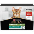 PRO PLAN STERILISED WET CAT FOOD, BEEF IN GRAVY,10 X 85G