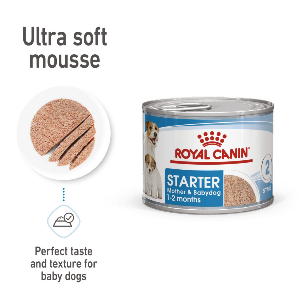 Royal Canin Canine Health Nutrition Starter Mousse (WET FOOD – Cans) 12 x 195g