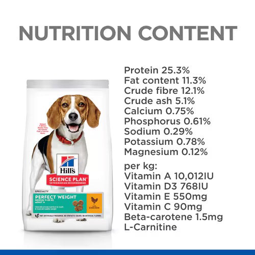 Hill’s Science Plan Perfect Weight Medium Adult Dog Food with Chicken (2kg)