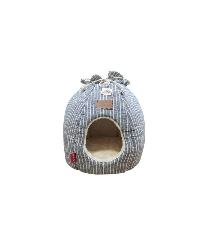 Catry Cat House - White Lined On Grey